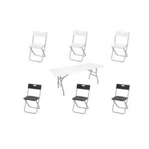 TABLE + 6 CHAISES NOIR OU BLANCHE