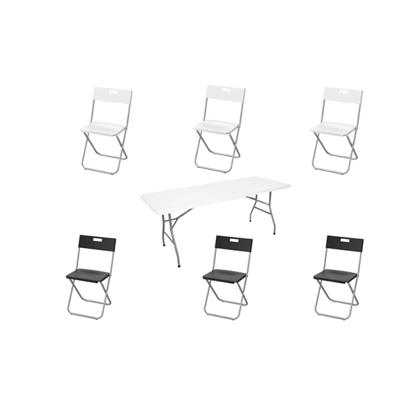 TABLE + 6 CHAISES NOIR OU BLANCHE